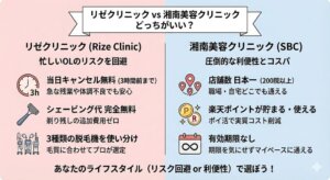 リゼクリニックと湘南美容クリニックの医療脱毛はどっちがいい？違いは？徹底比較と失敗しない医療脱毛の選び方