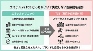 エミナルクリニックとTCBの医療脱毛はどっちがいい？違いは？徹底比較と失敗しない医療脱毛の選び方
