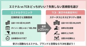 エミナルクリニックとTCBの医療脱毛はどっちがいい？違いは？徹底比較と失敗しない医療脱毛の選び方