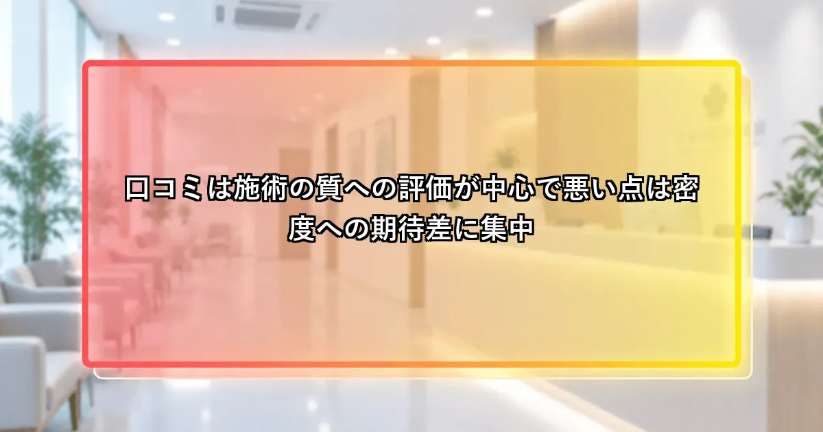アスク井上クリニックの口コミは施術の質への評価が中心で悪い点は密度への期待差に集中しているという説明画像