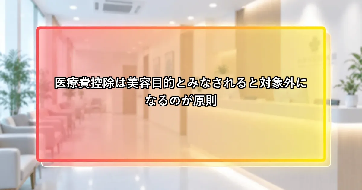 医療費控除は美容目的とみなされると対象外になるのが原則という説明画像