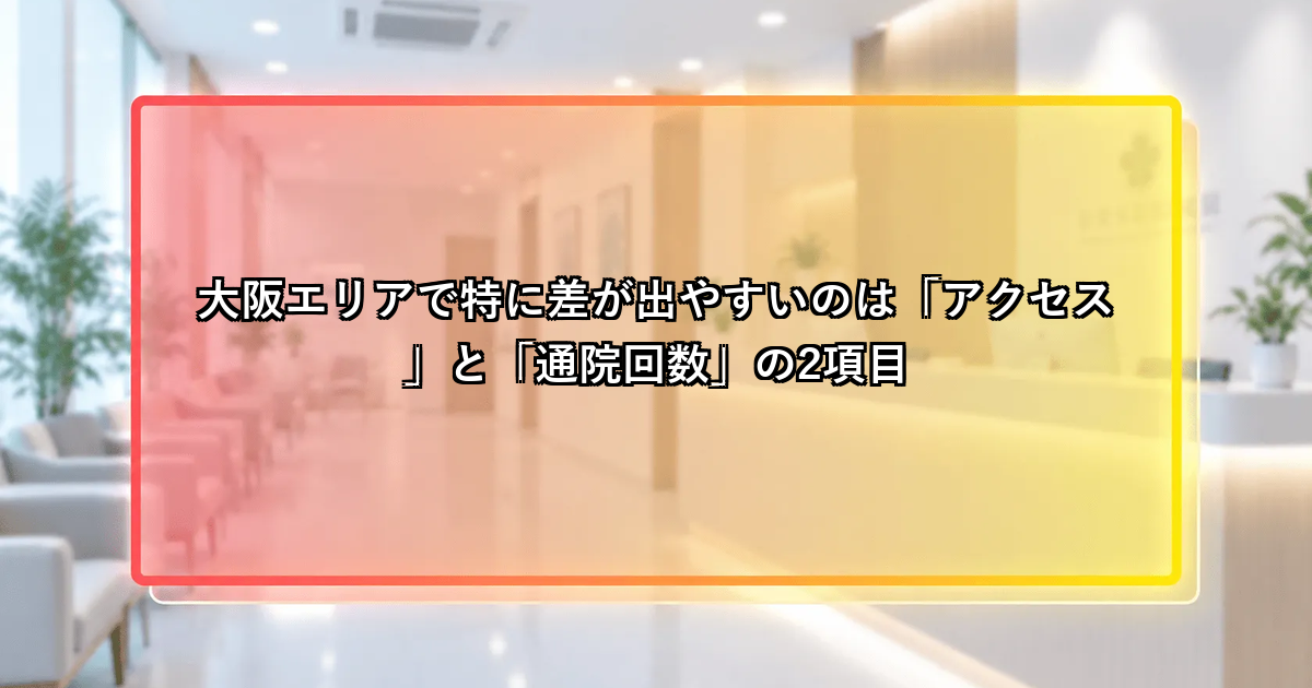 大阪エリアで特に差が出やすいのはアクセスと通院回数という説明画像