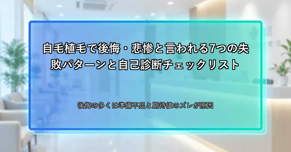 自毛植毛で後悔・悲惨と言われる7つの失敗パターンと自己診断チェックリスト