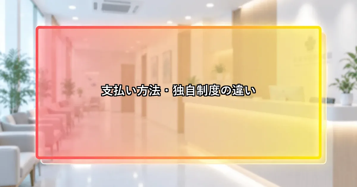 支払い方法・独自制度の違いを整理した説明画像