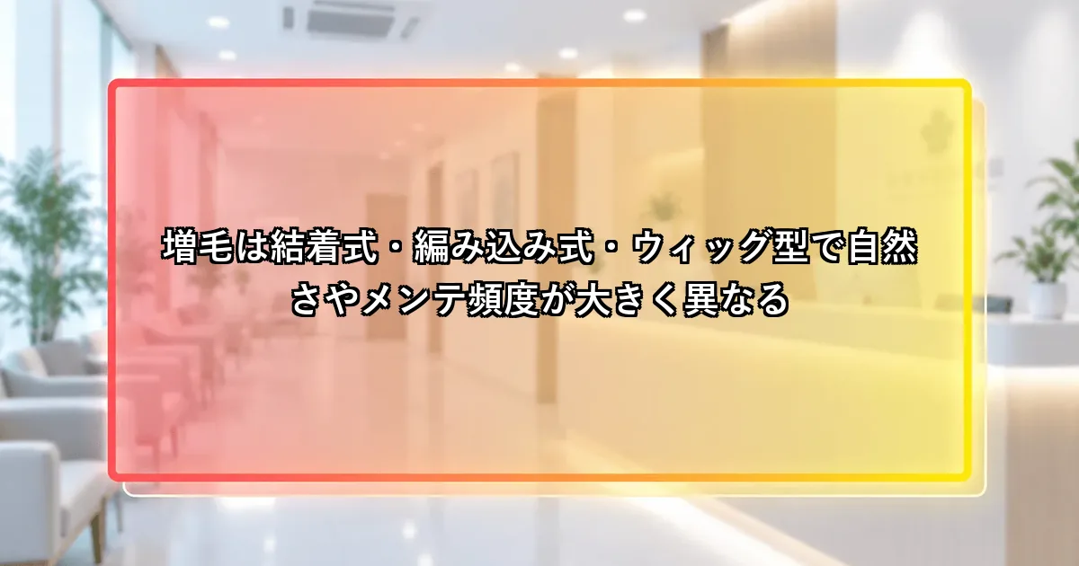 増毛は結着式・編み込み式・ウィッグ型で違いが大きいという説明画像
