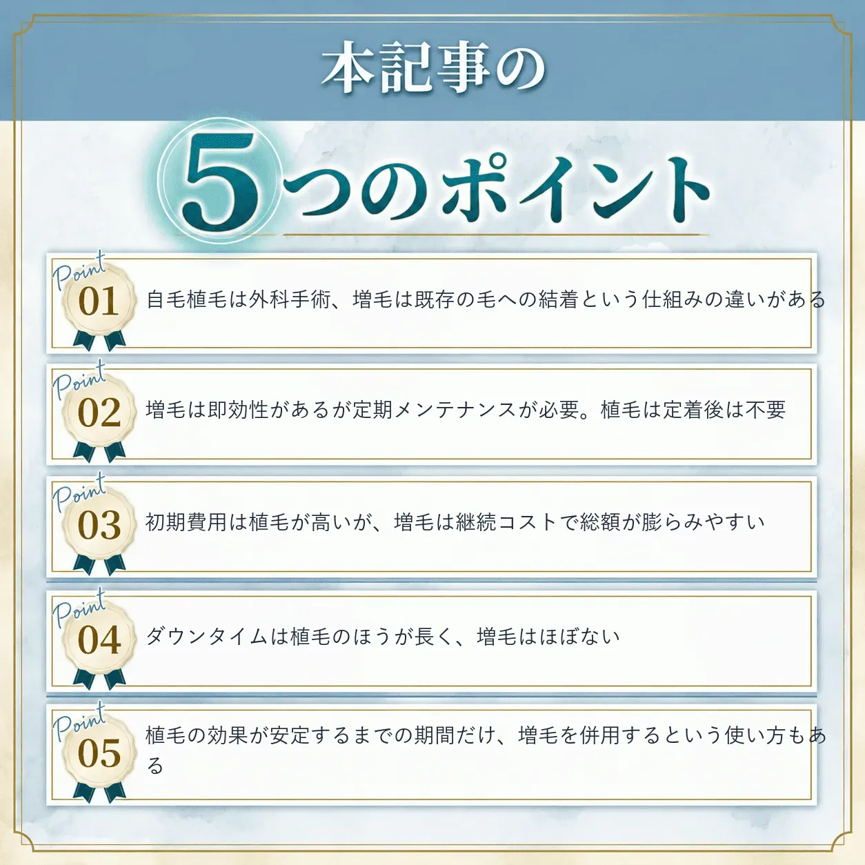 自毛植毛と増毛の違いまとめ