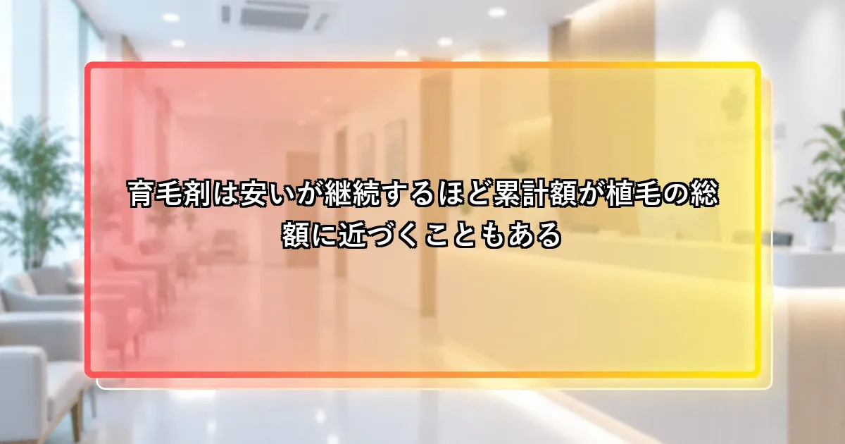 育毛剤は安いが継続するほど植毛の総額に近づくこともあるという説明画像
